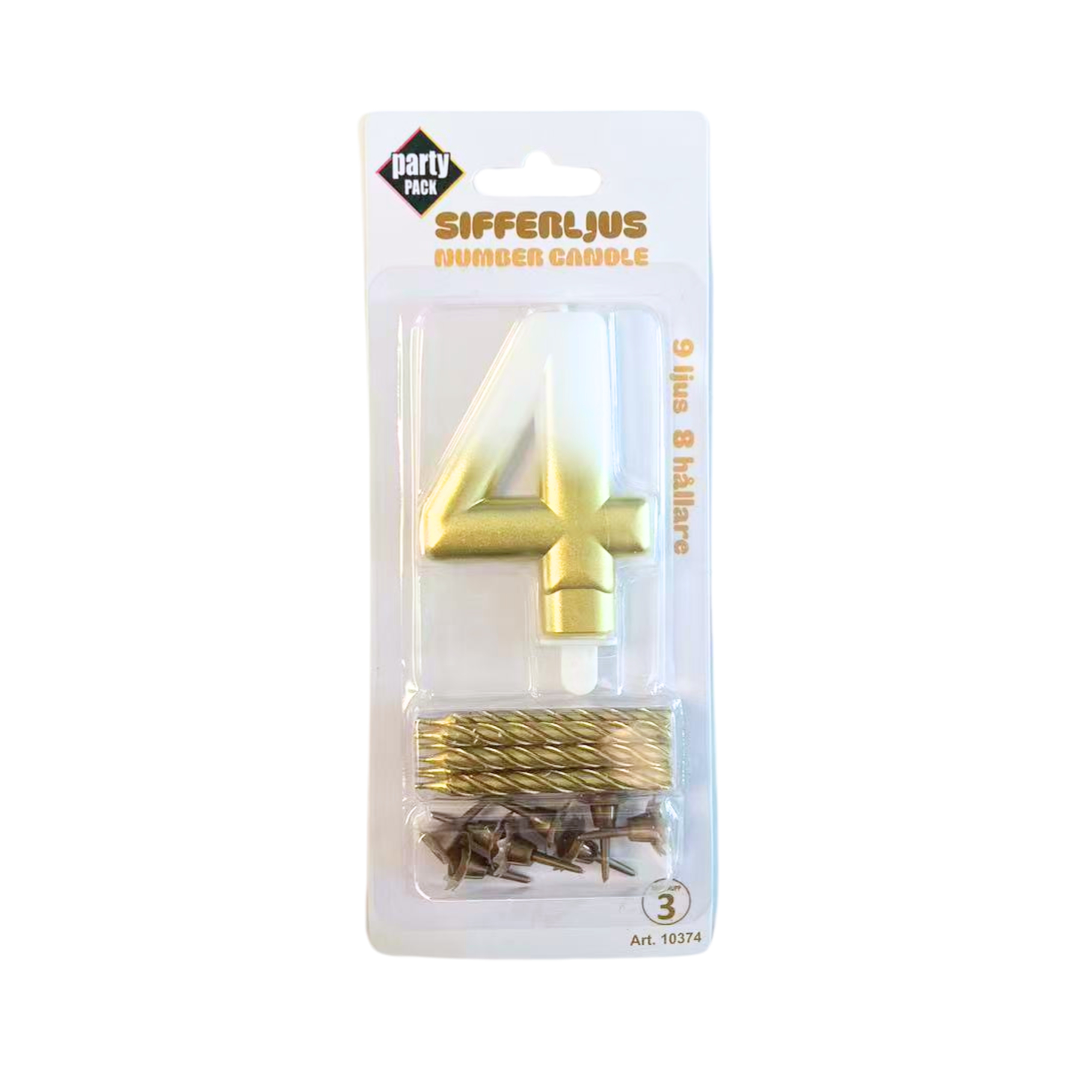 Sifferljus Vit/Guld nr.4